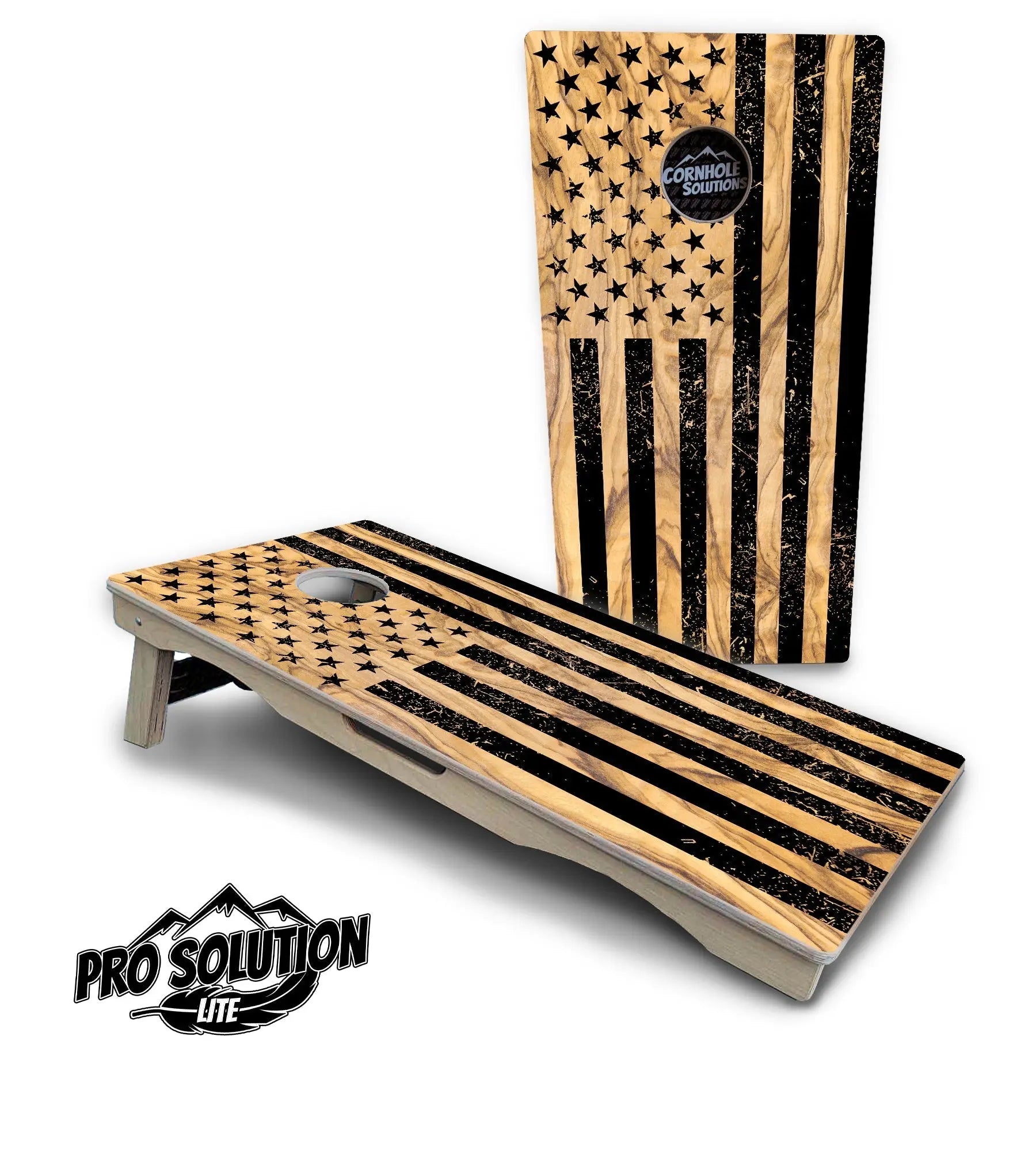 Light Wood Flag Cornhole Boards - Pro Solution Elite Series by Cornhole Solutions, custom cornhole board detail photo 3