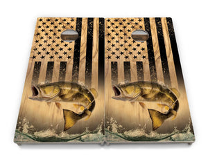 Light Wood Flag Deer & Fish Cornhole Boards - Professional Tournament Series by Cornhole Solutions, custom cornhole board detail photo 10