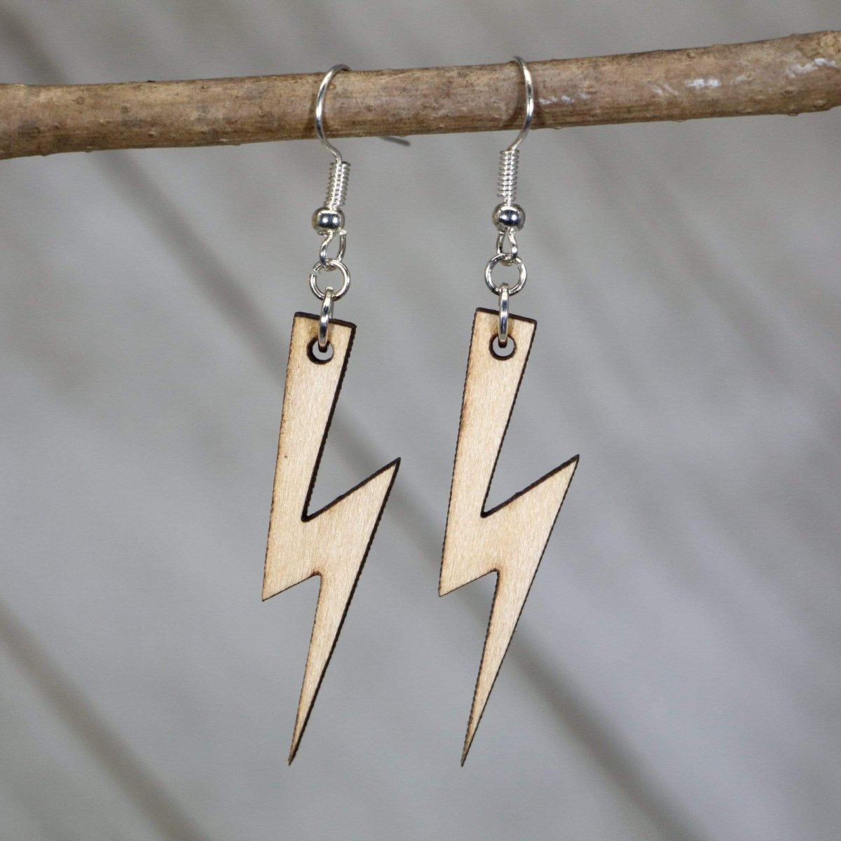 Lightning Bolt Wooden Earrings | Electric Storm Jewelry by Cate's Concepts, LLC