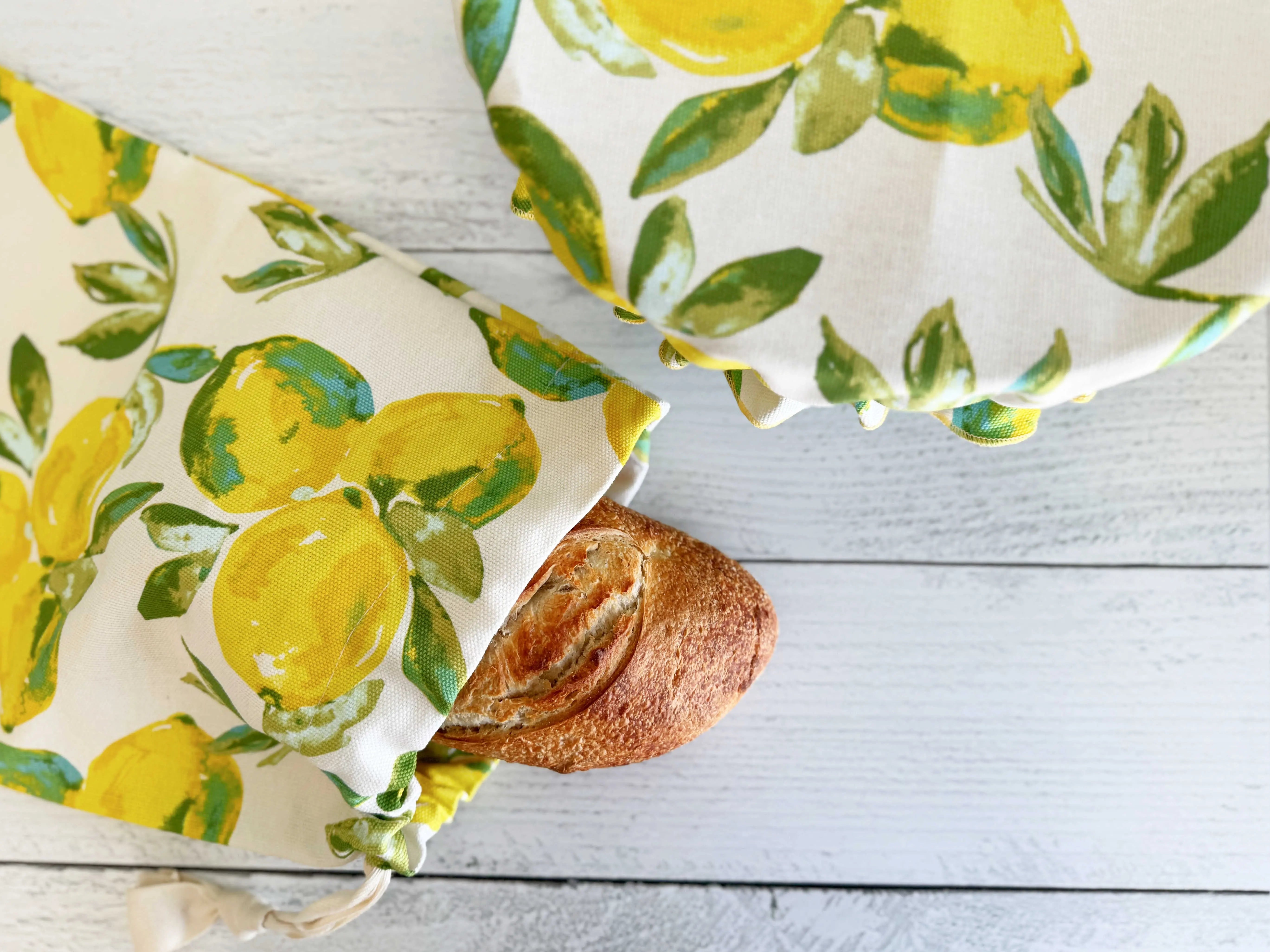 Limoncello Bread Makers Set- bread bag and cover by Dot and Army, handmade leather goods main product photo