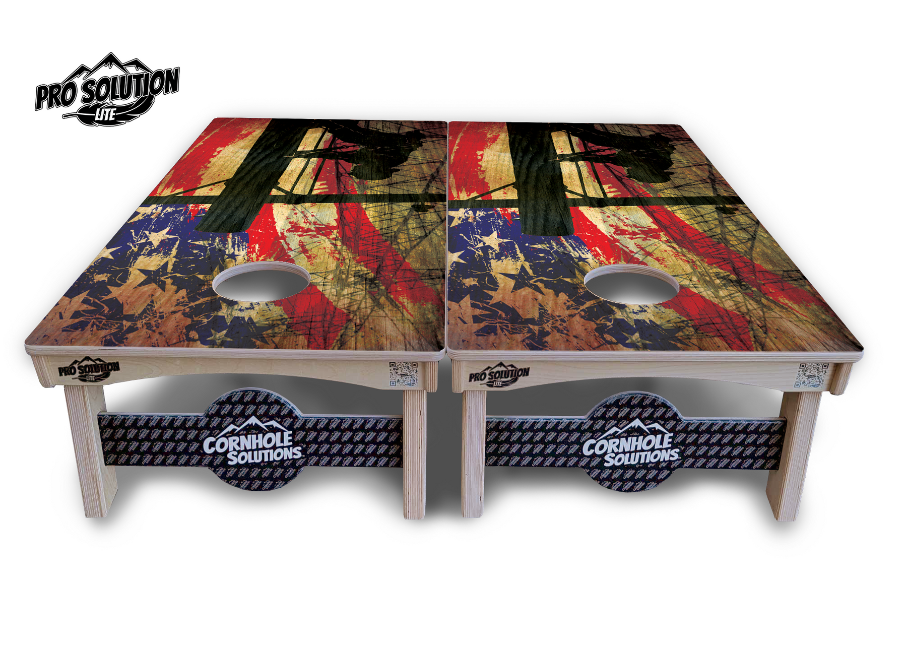 Faded Lineman Flag Cornhole Boards - Pro Solution Lite Series by Cornhole Solutions, custom cornhole board detail photo 3