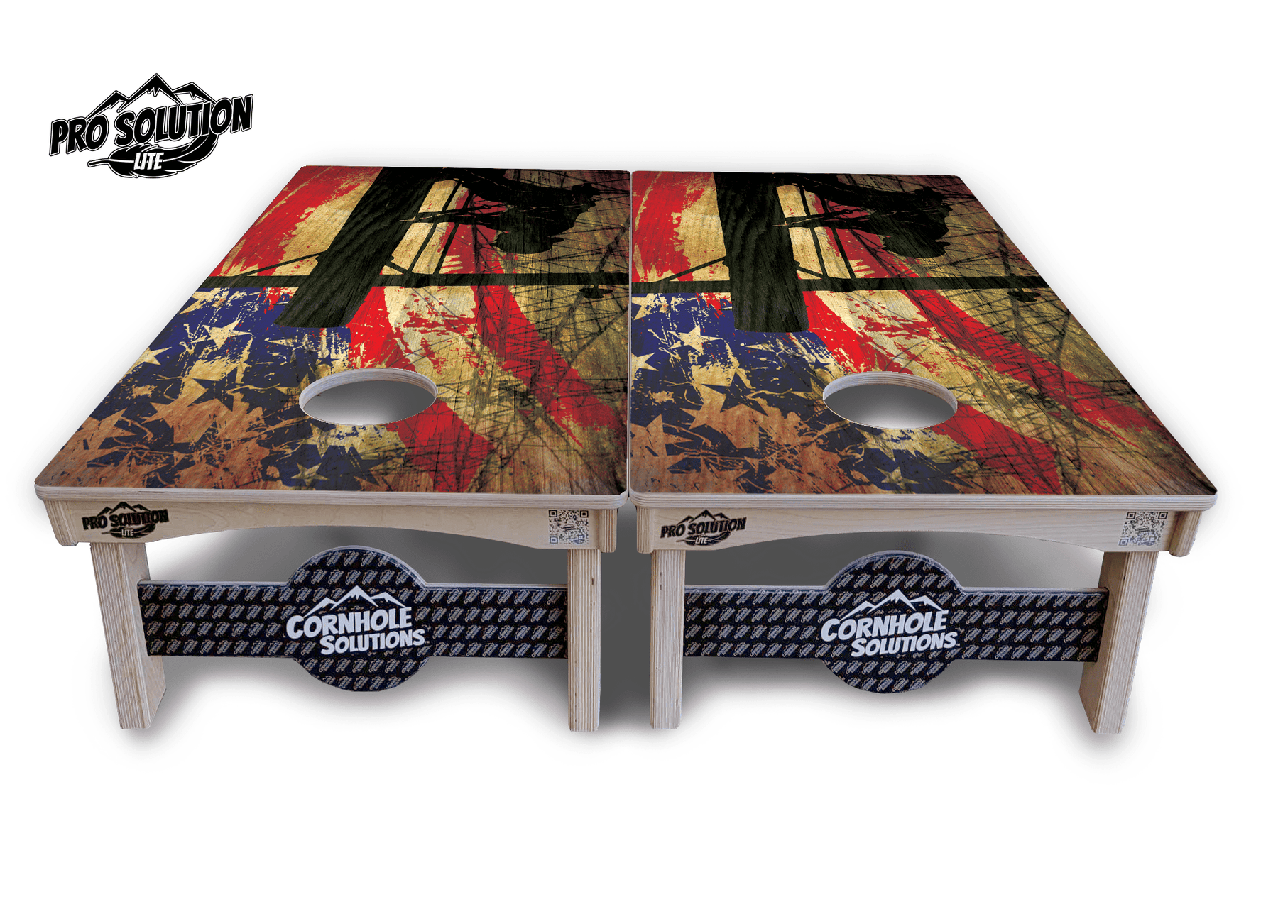 Faded Lineman Flag Cornhole Boards - Pro Solution Lite Series