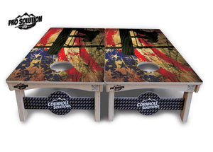 Faded Lineman Flag Cornhole Boards - Pro Solution Lite Series