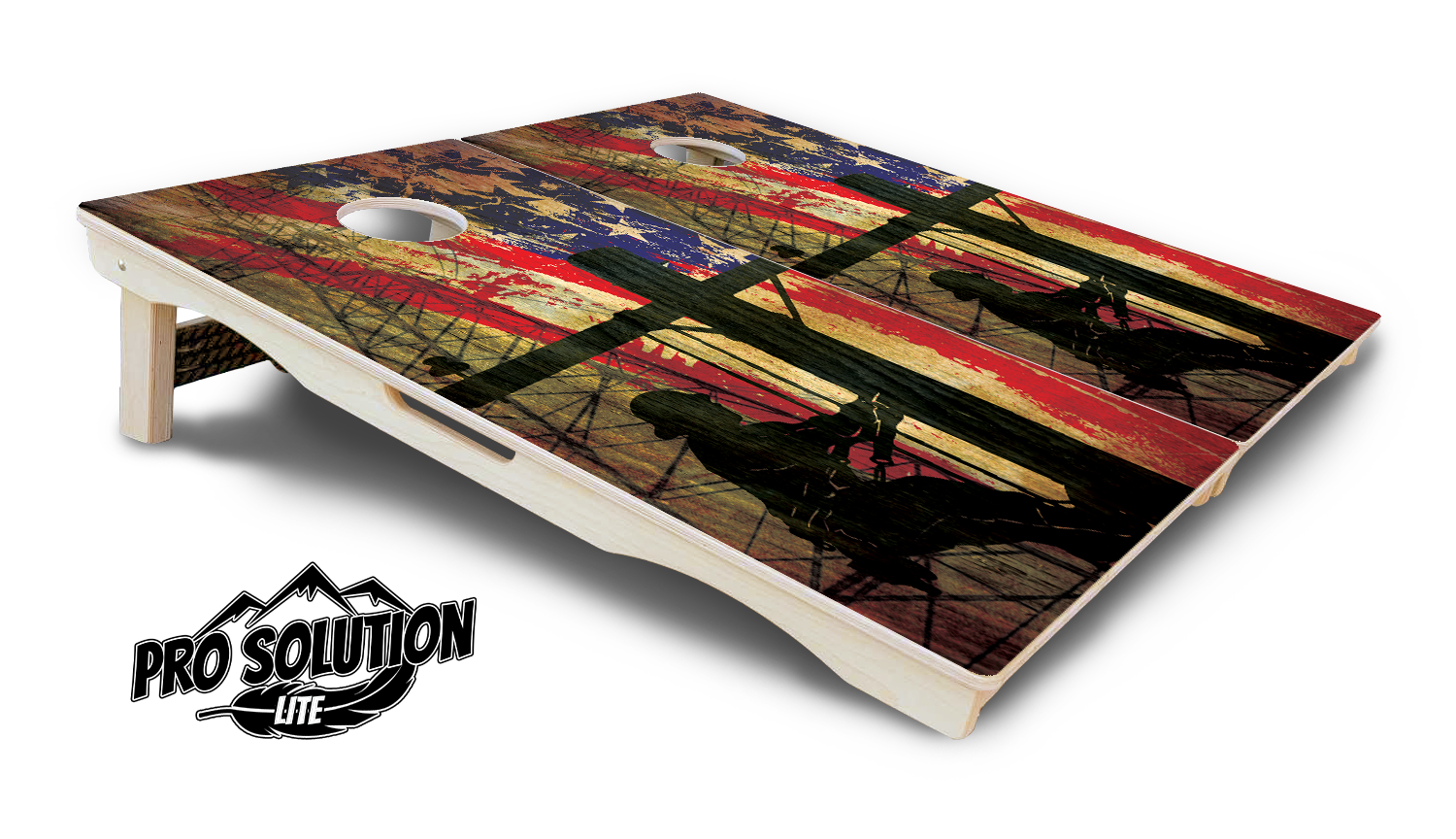 Faded Lineman Flag Cornhole Boards - Pro Solution Lite Series by Cornhole Solutions, custom cornhole board detail photo 5