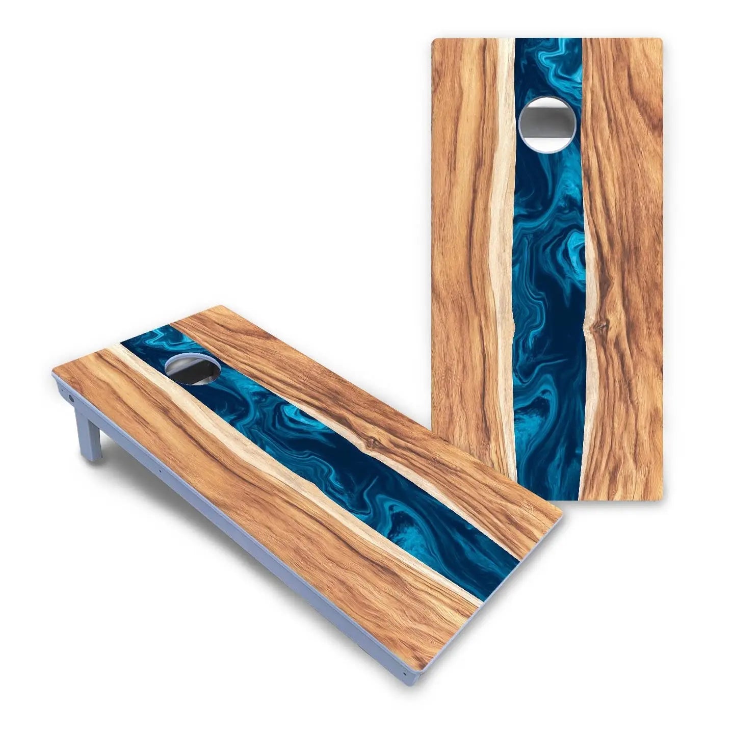 Live Edge River Cornhole Boards - All Weather Series by Cornhole Solutions, custom cornhole board detail photo 2