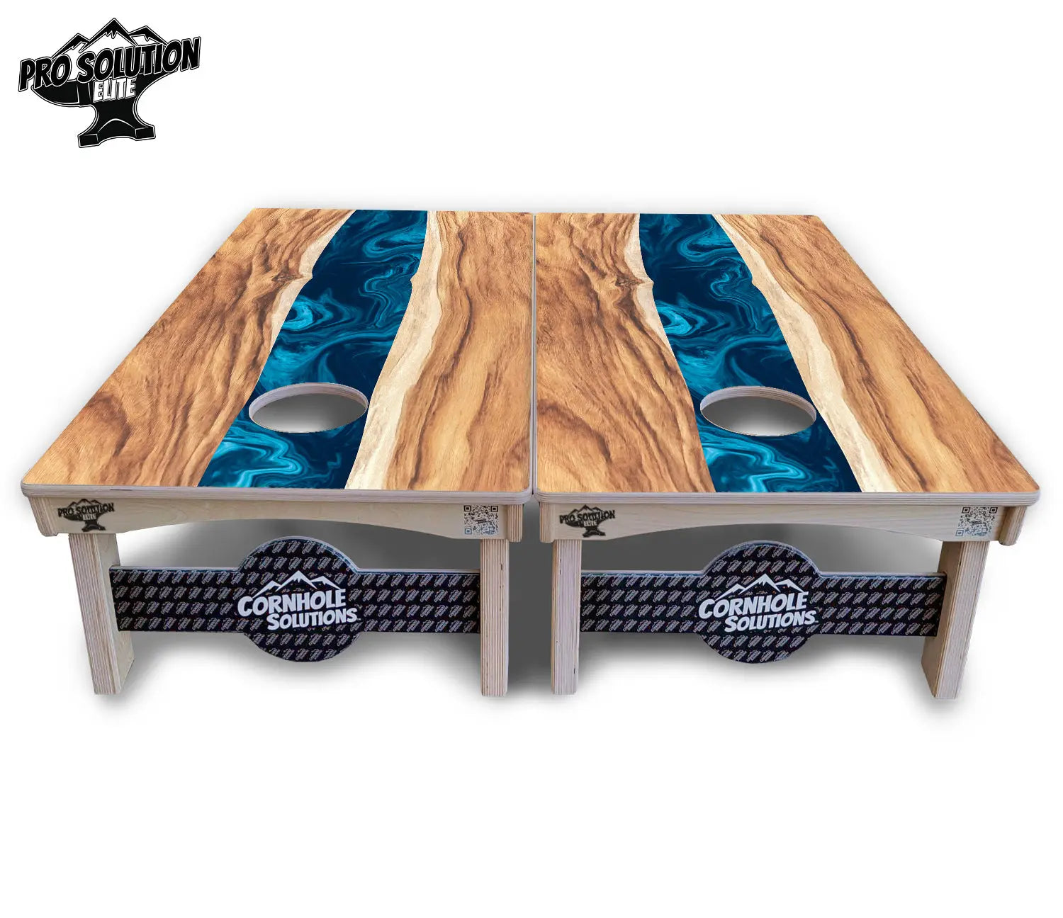 Live Edge River Cornhole Boards - Pro Solution Elite Series by Cornhole Solutions, custom cornhole board detail photo 3