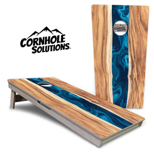 Live Edge River Cornhole Boards - Professional Tournament Series by Cornhole Solutions, custom cornhole board main product photo