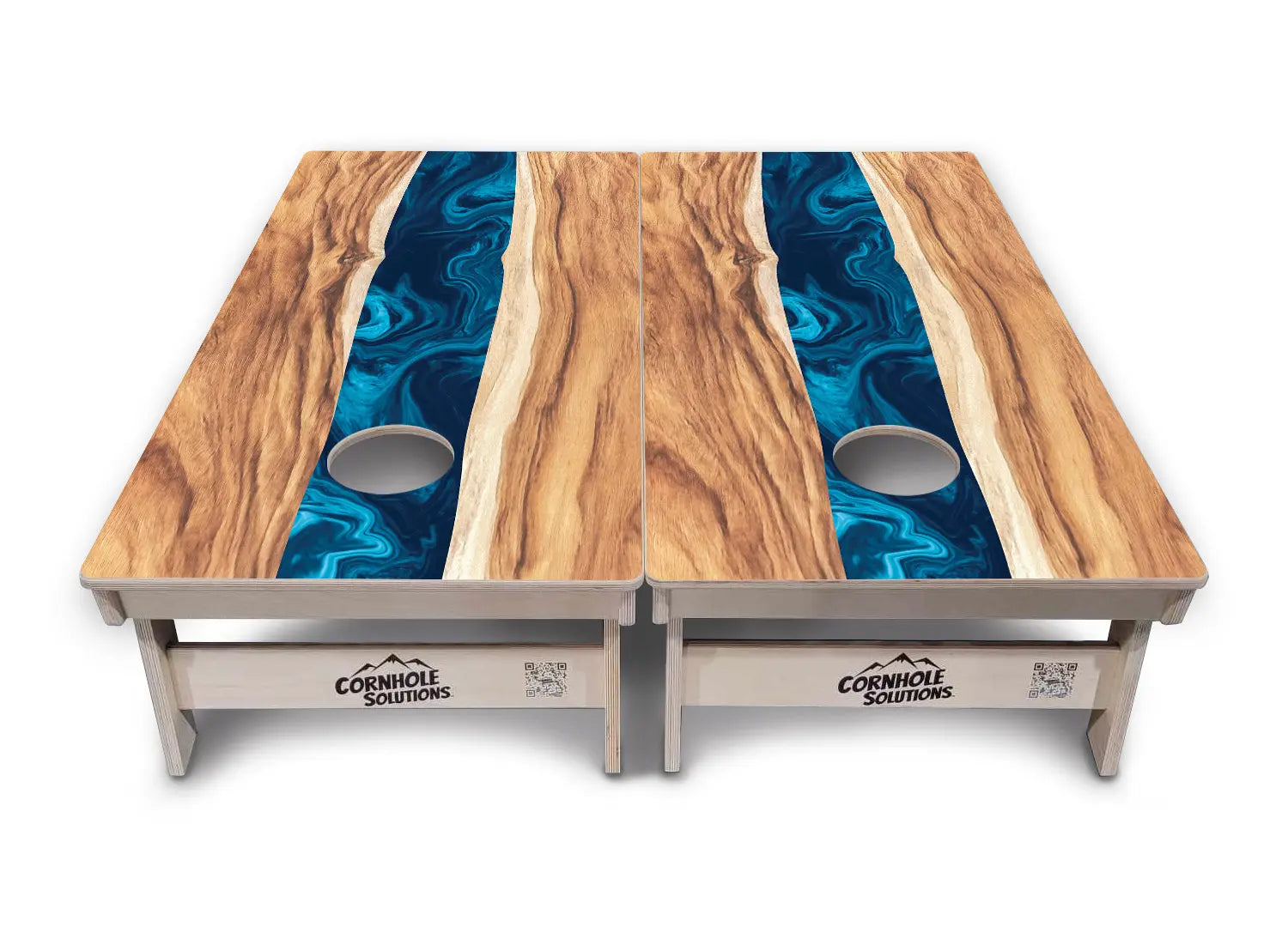 Live Edge River Cornhole Boards - Professional Tournament Series by Cornhole Solutions, custom cornhole board detail photo 2