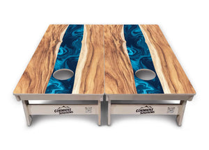Live Edge River Cornhole Boards - Professional Tournament Series by Cornhole Solutions, custom cornhole board detail photo 2