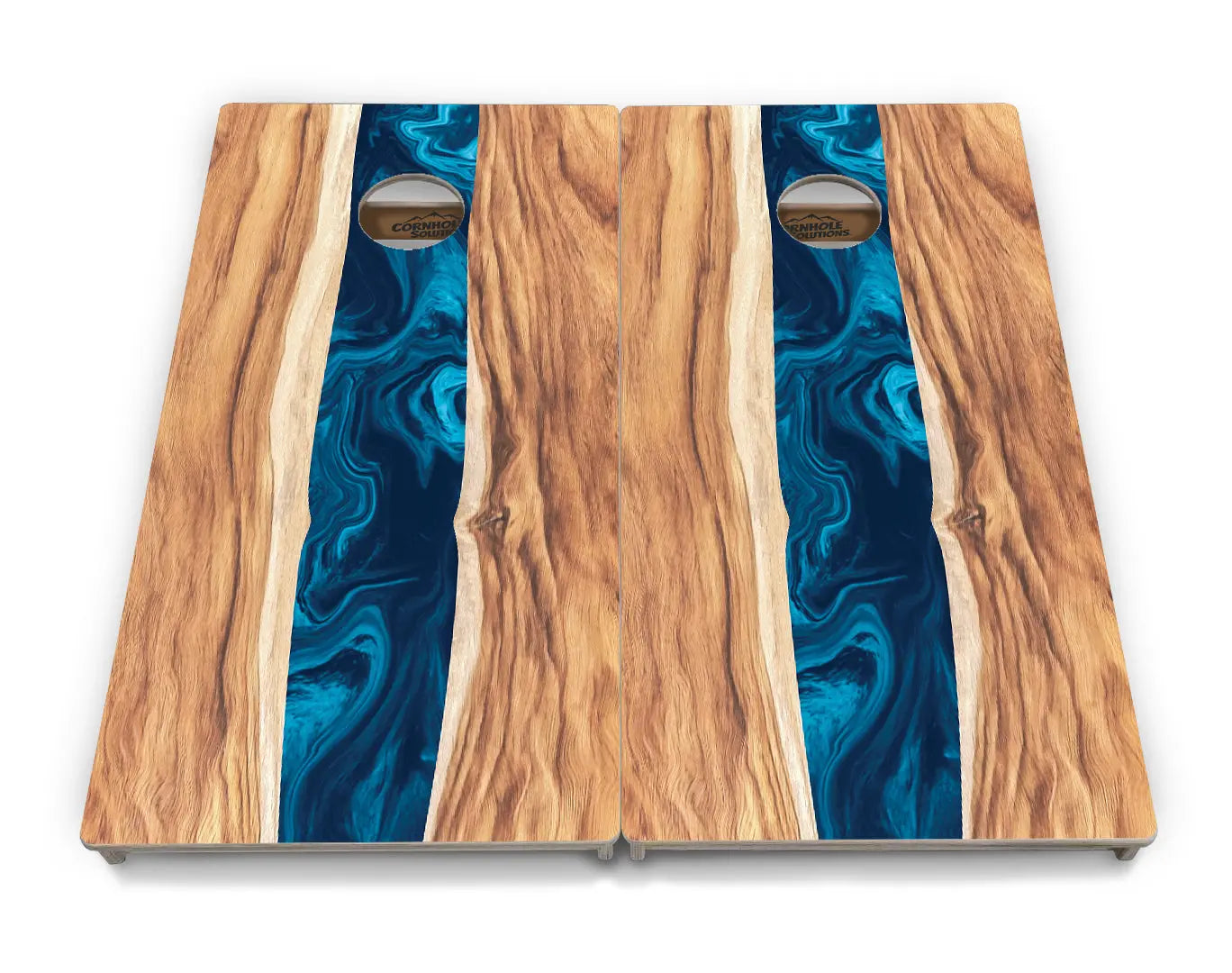 Live Edge River Cornhole Boards - Professional Tournament Series by Cornhole Solutions, custom cornhole board detail photo 3