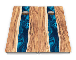 Live Edge River Cornhole Boards - Professional Tournament Series by Cornhole Solutions, custom cornhole board detail photo 3
