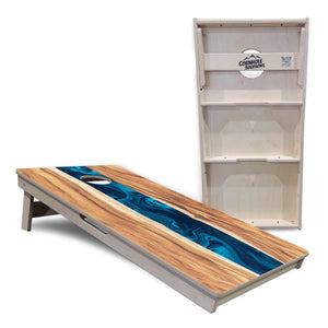 Live Edge River Cornhole Boards - Professional Tournament Series by Cornhole Solutions, custom cornhole board detail photo 5