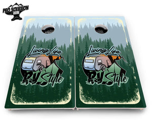 Living Life RV Style Cornhole Boards - Pro Solution Elite Series by Cornhole Solutions, custom cornhole board detail photo 4