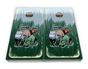 Living Life RV Style Cornhole Boards - Professional Tournament Series by Cornhole Solutions, custom cornhole board detail photo 3