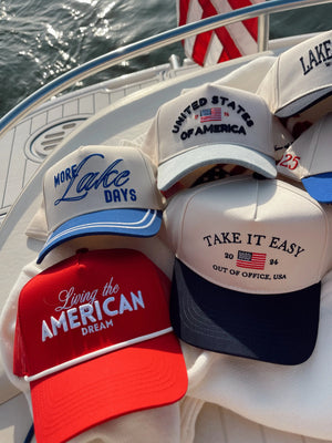 Living the American Dream - Red Vintage Trucker Hat by KenzKustomz, Southern lifestyle apparel detail photo 5