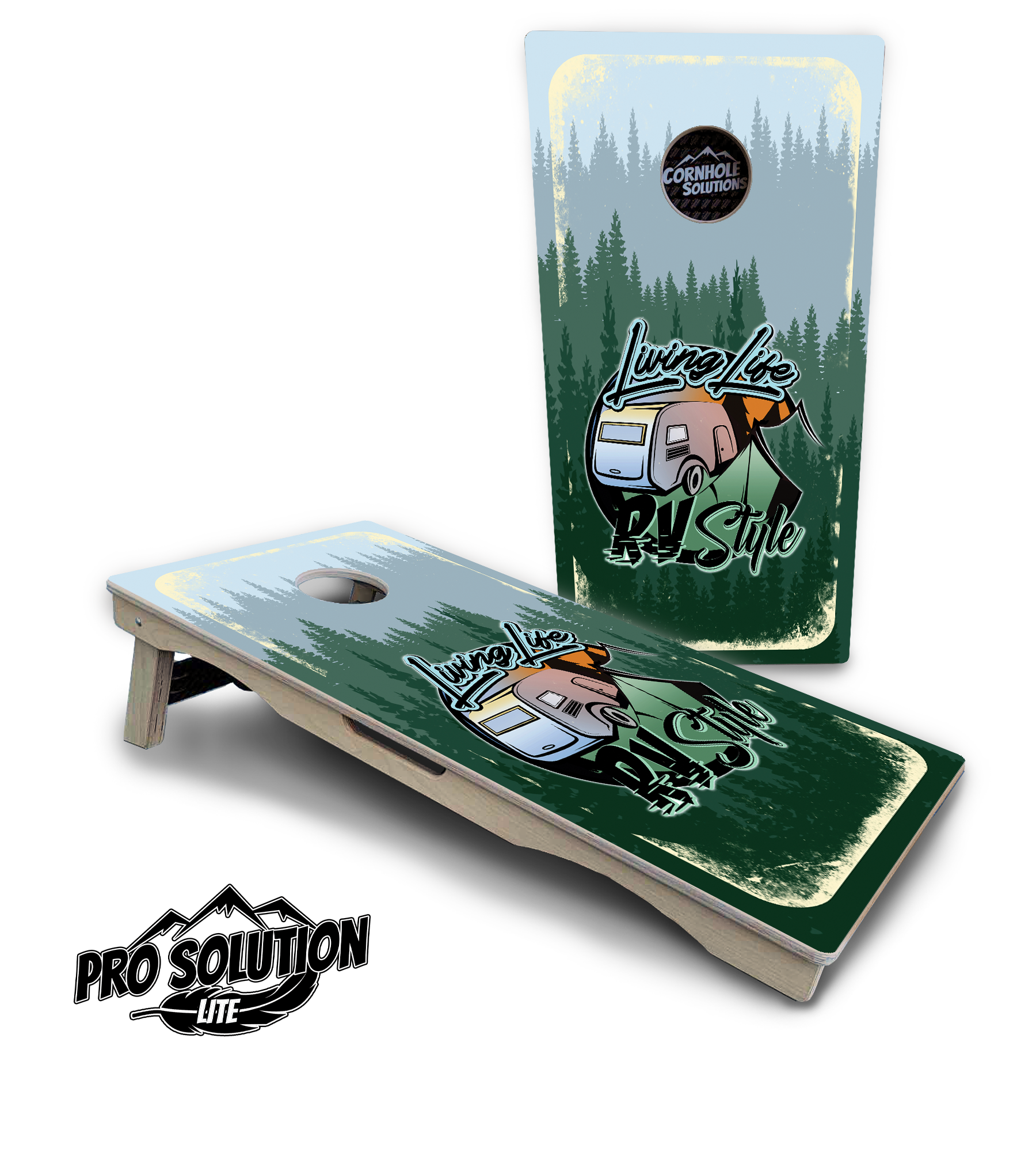 Living Life RV Style Cornhole Boards - Pro Solution Lite Series by Cornhole Solutions, custom cornhole board detail photo 4