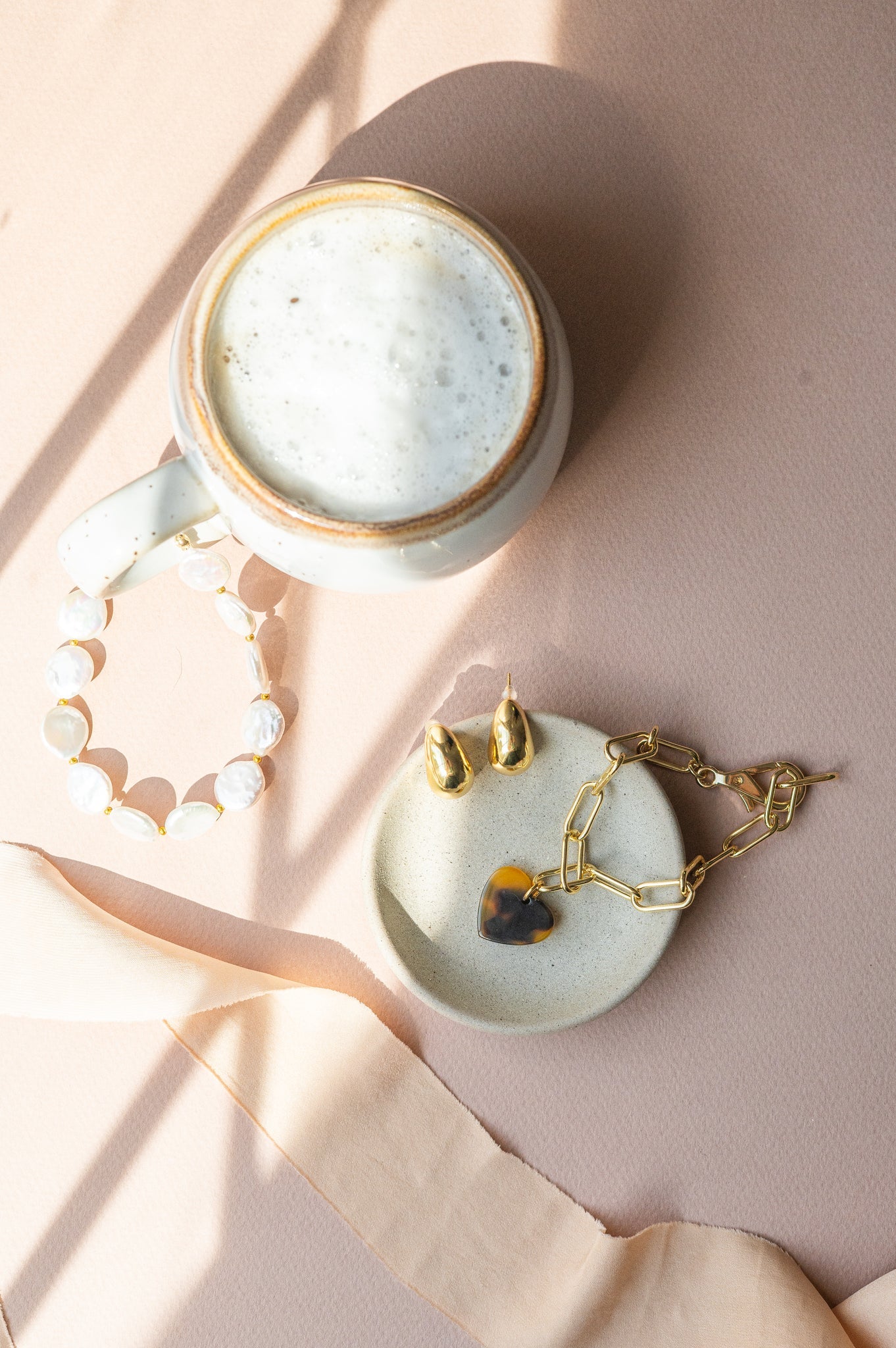 The Cole Chunky Gold Teardrop Post Earrings detail view by London Crafted