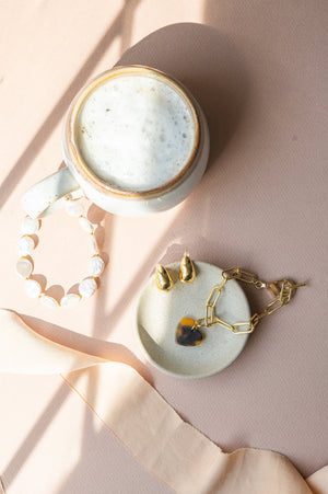 The Cole Chunky Gold Teardrop Post Earrings detail view by London Crafted