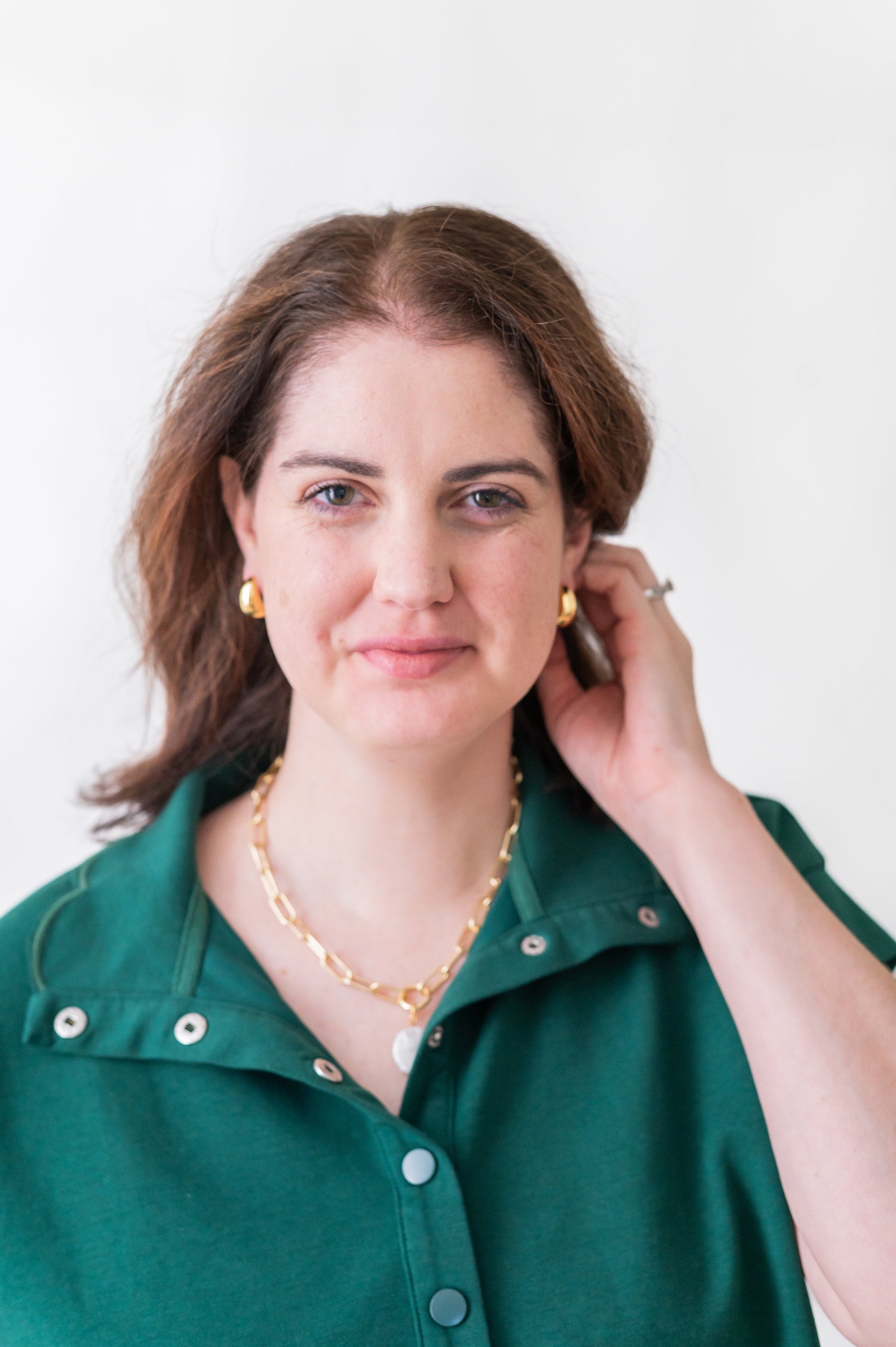 The Cole Chunky Gold Teardrop Post Earrings detail view by London Crafted