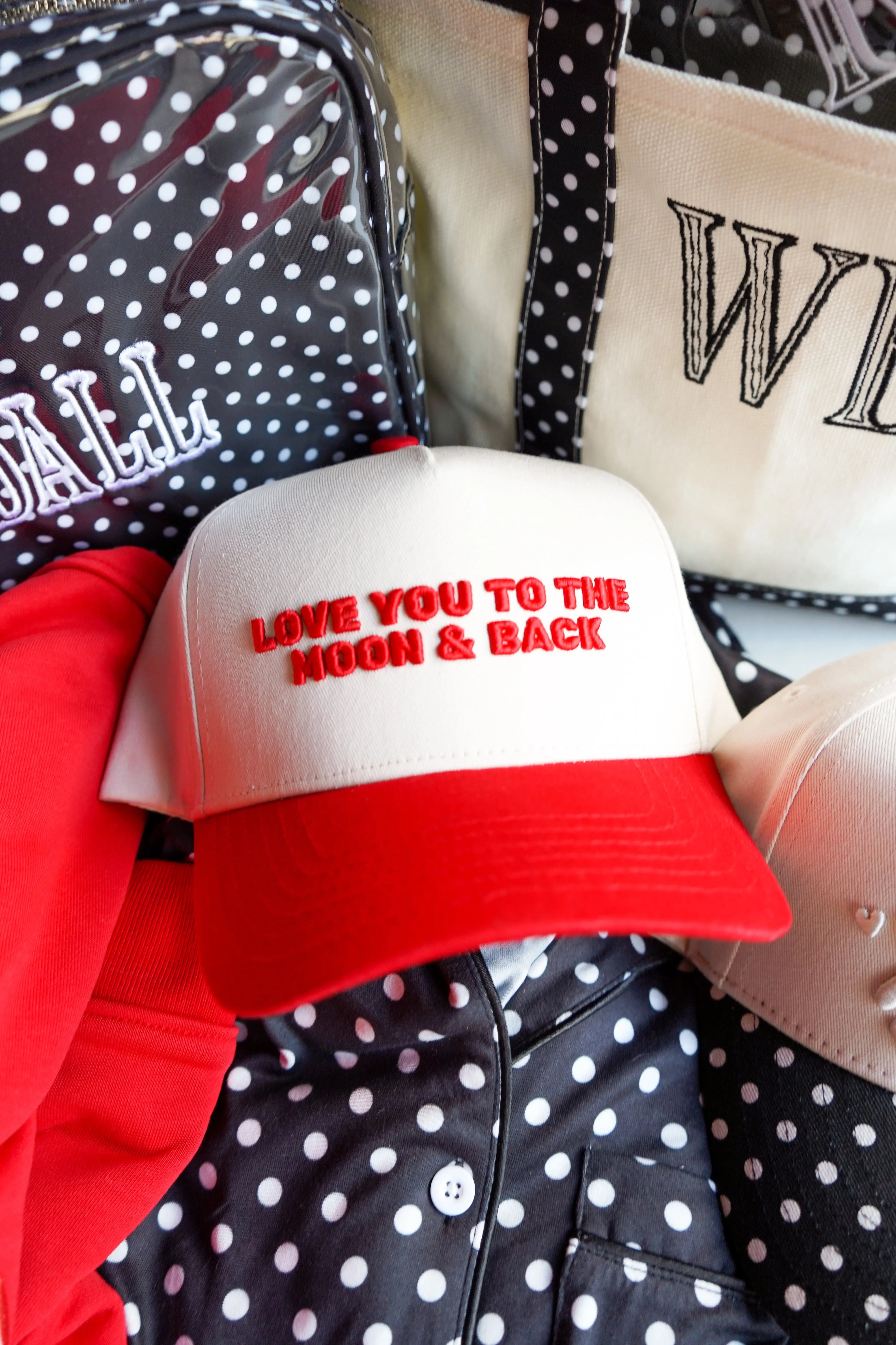 Love you to the Moon - Red Vintage Trucker Hat by KenzKustomz, Southern lifestyle apparel detail photo 2