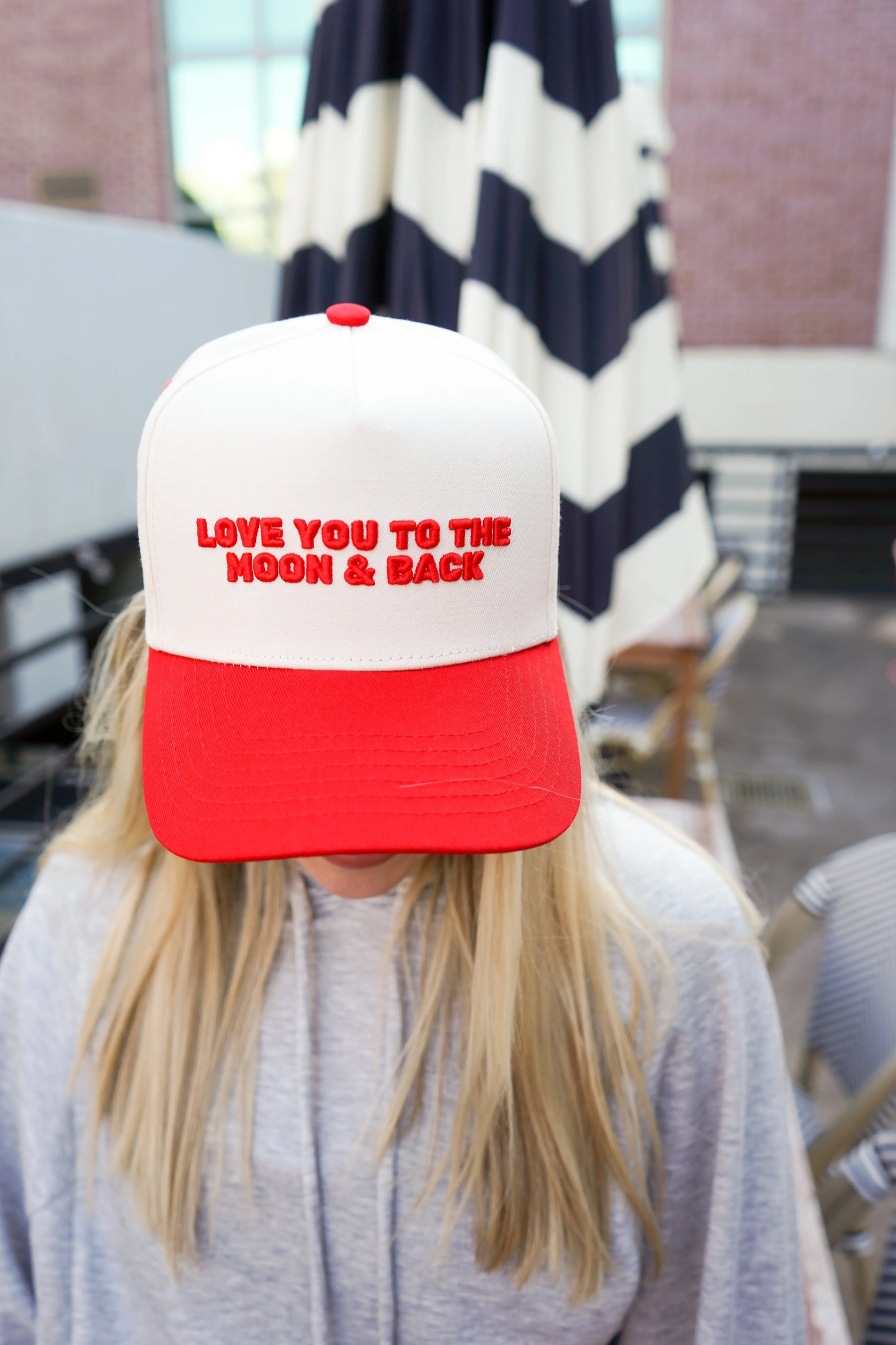Love you to the Moon - Red Vintage Trucker Hat by KenzKustomz, Southern lifestyle apparel detail photo 3