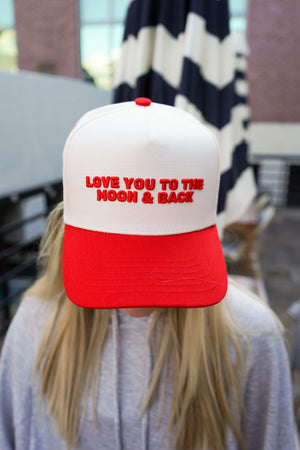 Love you to the Moon - Red Vintage Trucker Hat by KenzKustomz, Southern lifestyle apparel detail photo 5