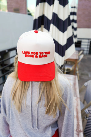 Love you to the Moon - Red Vintage Trucker Hat by KenzKustomz, Southern lifestyle apparel detail photo 6