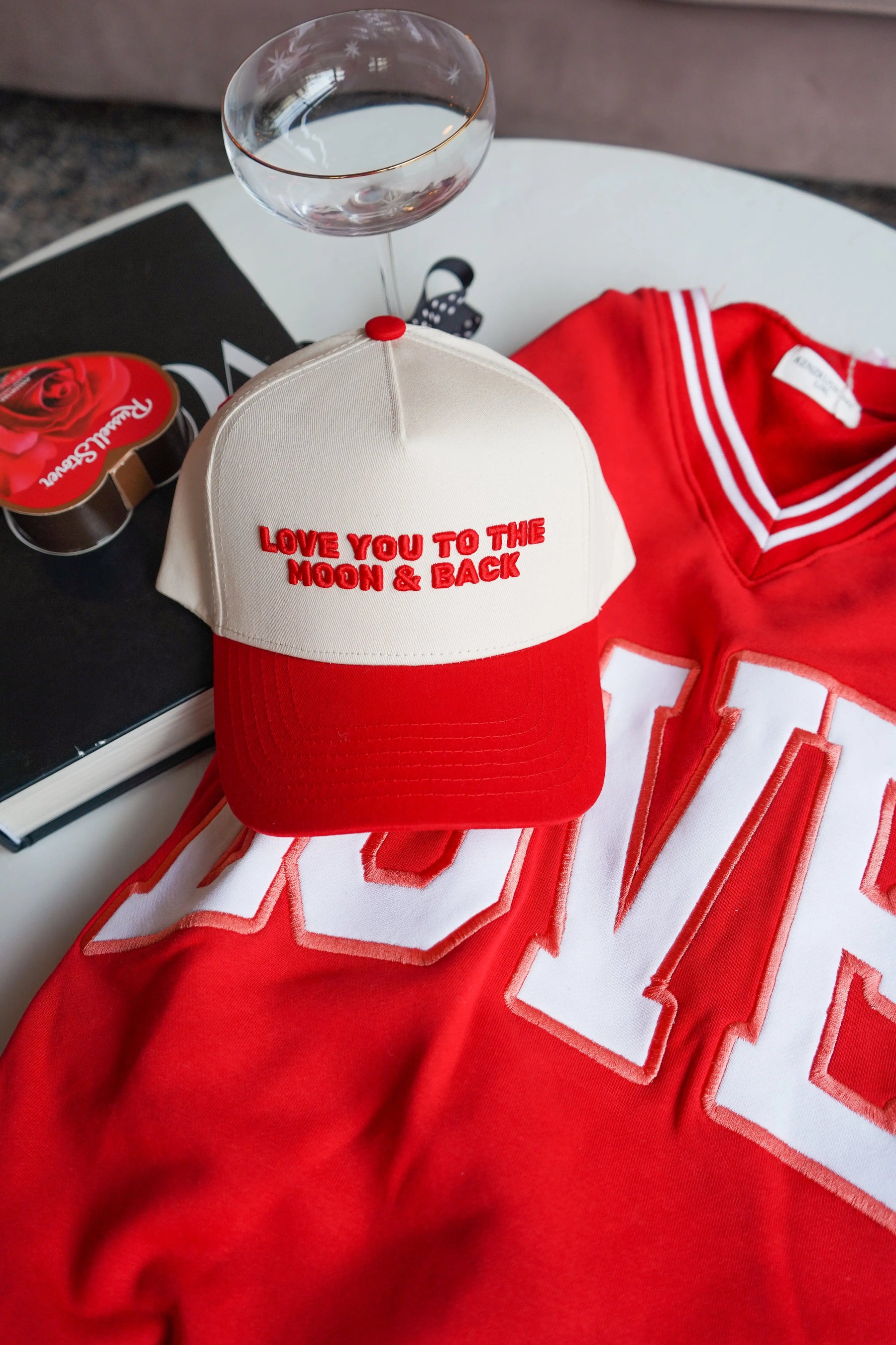 Love you to the Moon - Red Vintage Trucker Hat by KenzKustomz, Southern lifestyle apparel detail photo 9