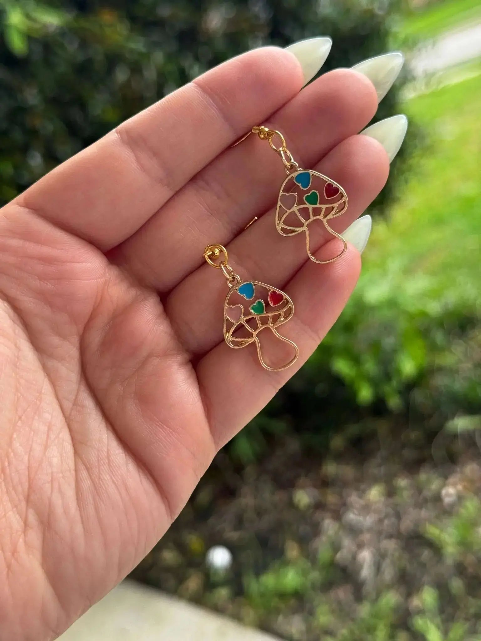 Lover Mushroom Earrings | Cottagecore Mushroom Jewelry Gift by Mushroom Lady Co, handmade jewelry detail photo 2