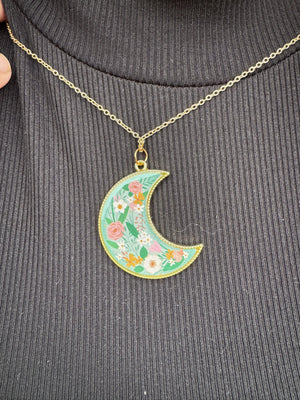Lunar Bloom Necklace | Moon Flower Cottagecore Jewelry Gift by Mushroom Lady Co, handmade jewelry main product photo