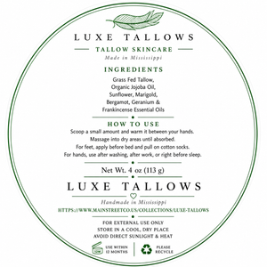 Luxe Tallows Body, Hand & Foot Butter I Rich Tallow Moisturizer | 4 oz by Luxe Tallows, natural skincare detail photo 3
