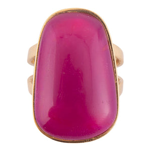 Madeleine Pink Agate Golden Ring detail view by Barse Jewelry