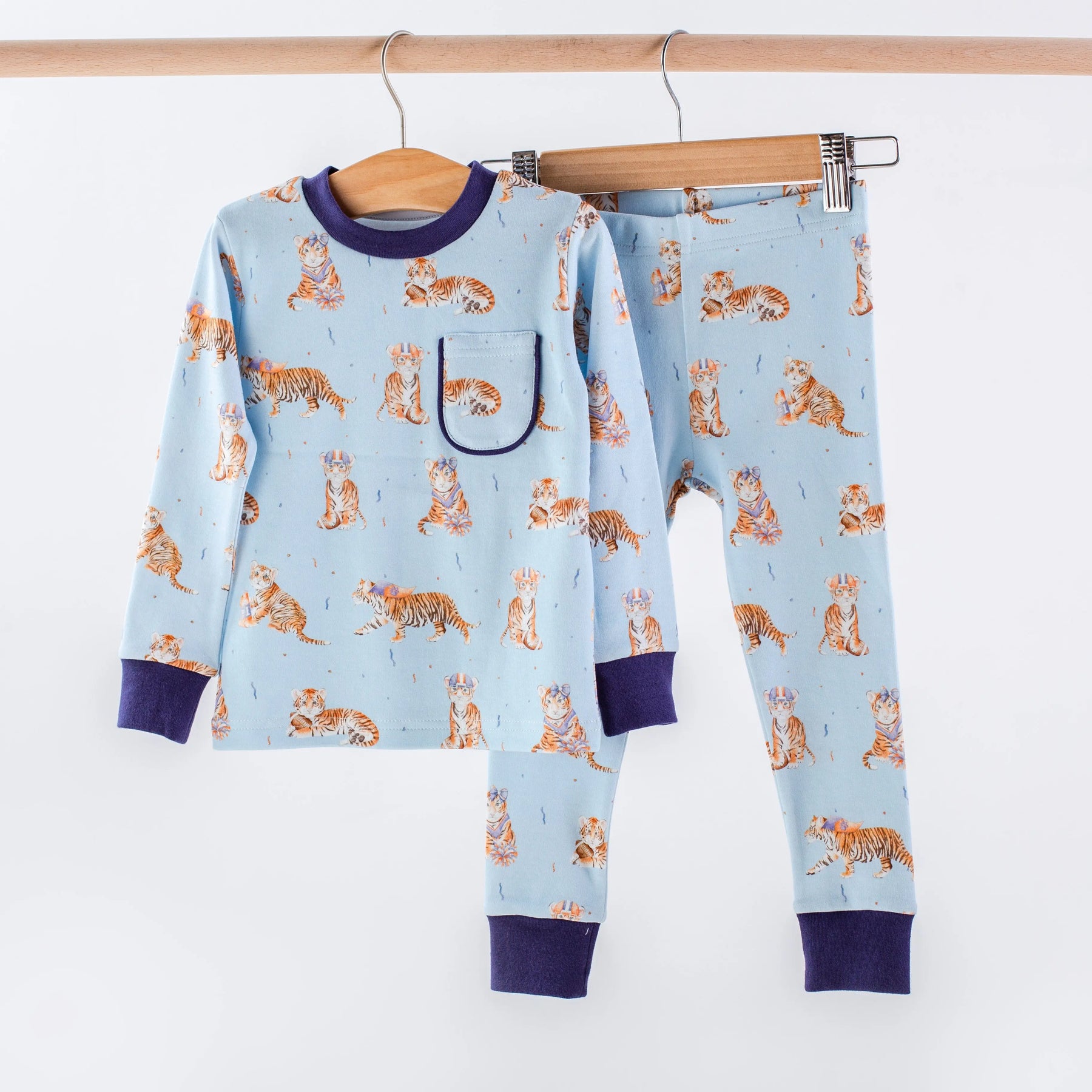 MVC: Alabama (AU Tigers) Organic Cotton Kids Pajamas (Blue) by Nola Tawk, Southern food gift main product photo