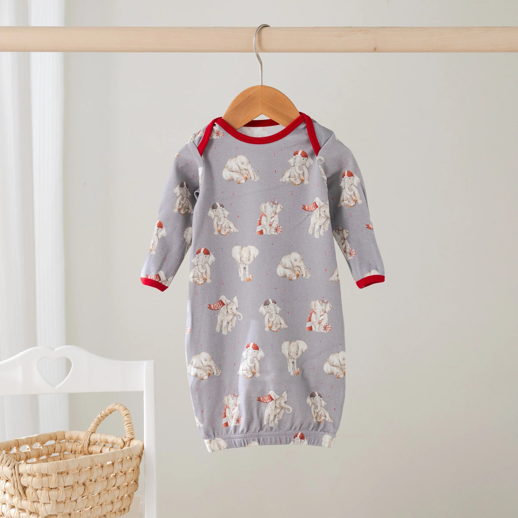 MVC: Alabama (Elephants) Organic Cotton Kids Pajamas (Gray) by Nola Tawk, Southern food gift detail photo 3