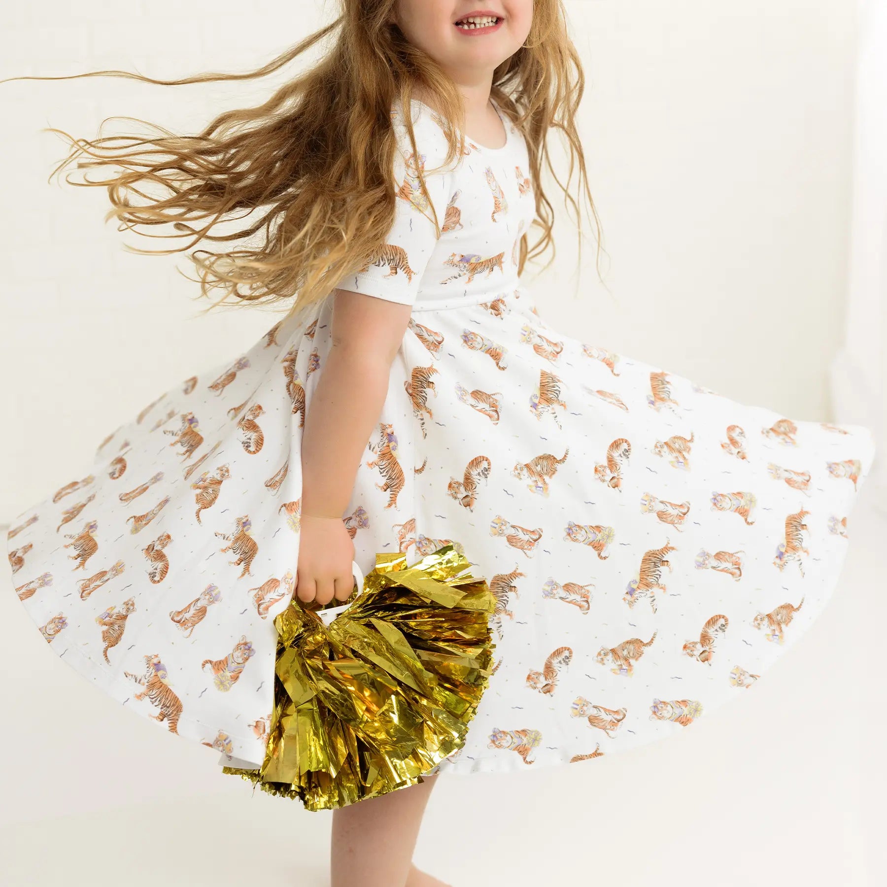 MVC: Louisiana Tigers Organic Cotton Twirl Dress by Nola Tawk, Southern lifestyle apparel detail photo 2