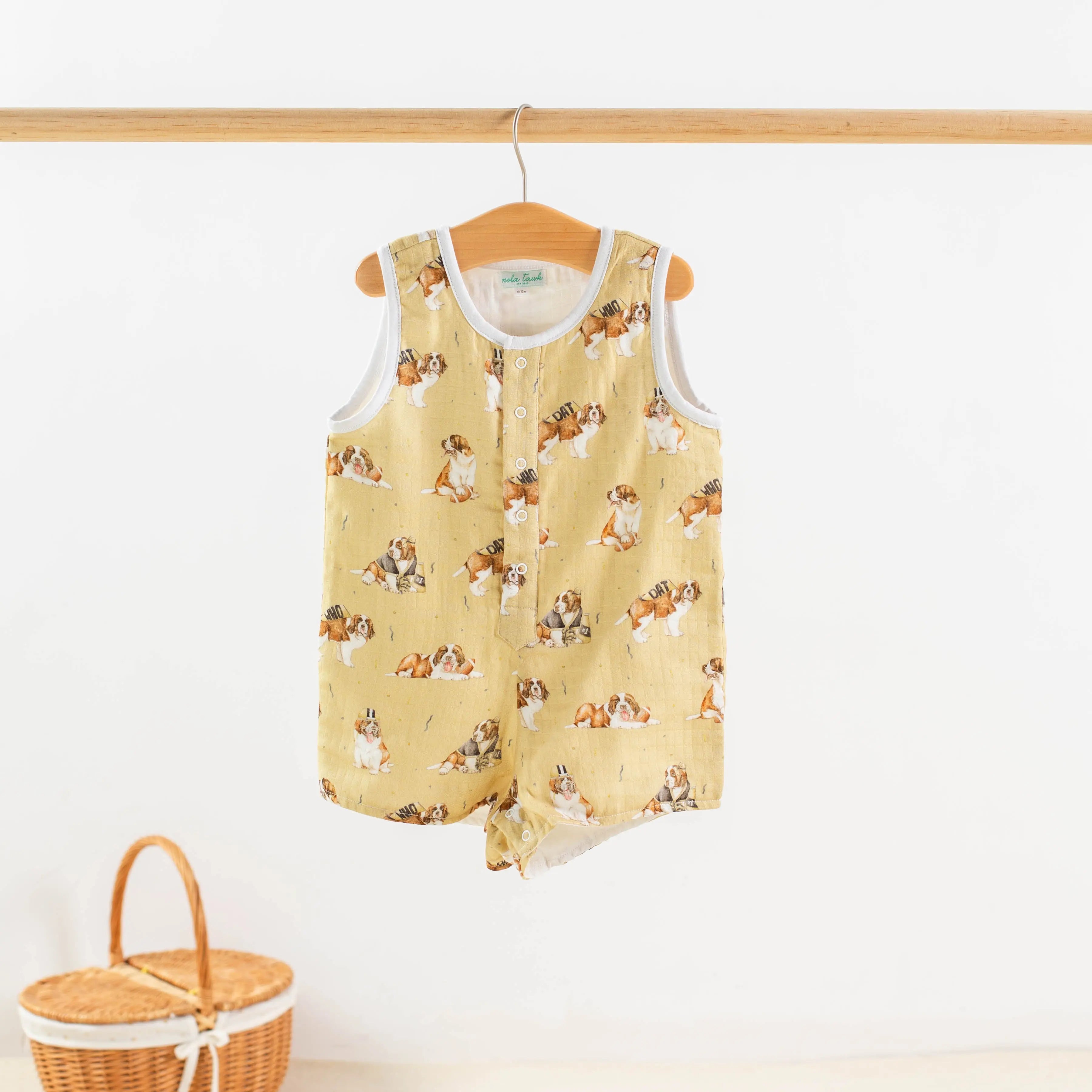 MVP: Louisiana Saints Organic Muslin Shortalls by Nola Tawk, children's boutique clothing main product photo