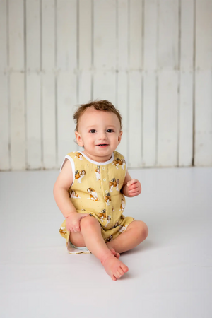MVP: Louisiana Saints Organic Muslin Shortalls by Nola Tawk, children's boutique clothing detail photo 2