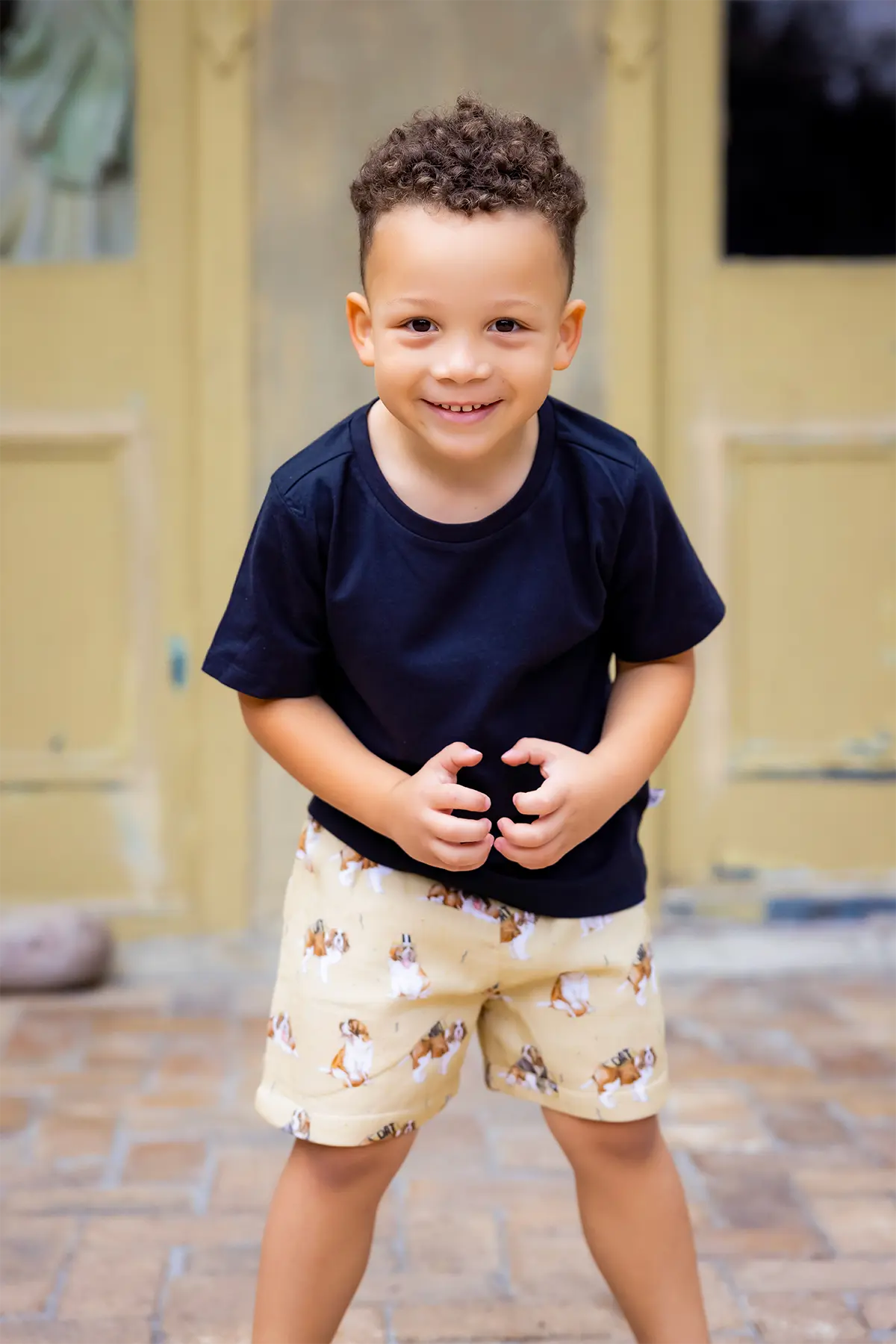 MVP: Louisiana Saints Organic Muslin Shorts by Nola Tawk, children's boutique clothing detail photo 3
