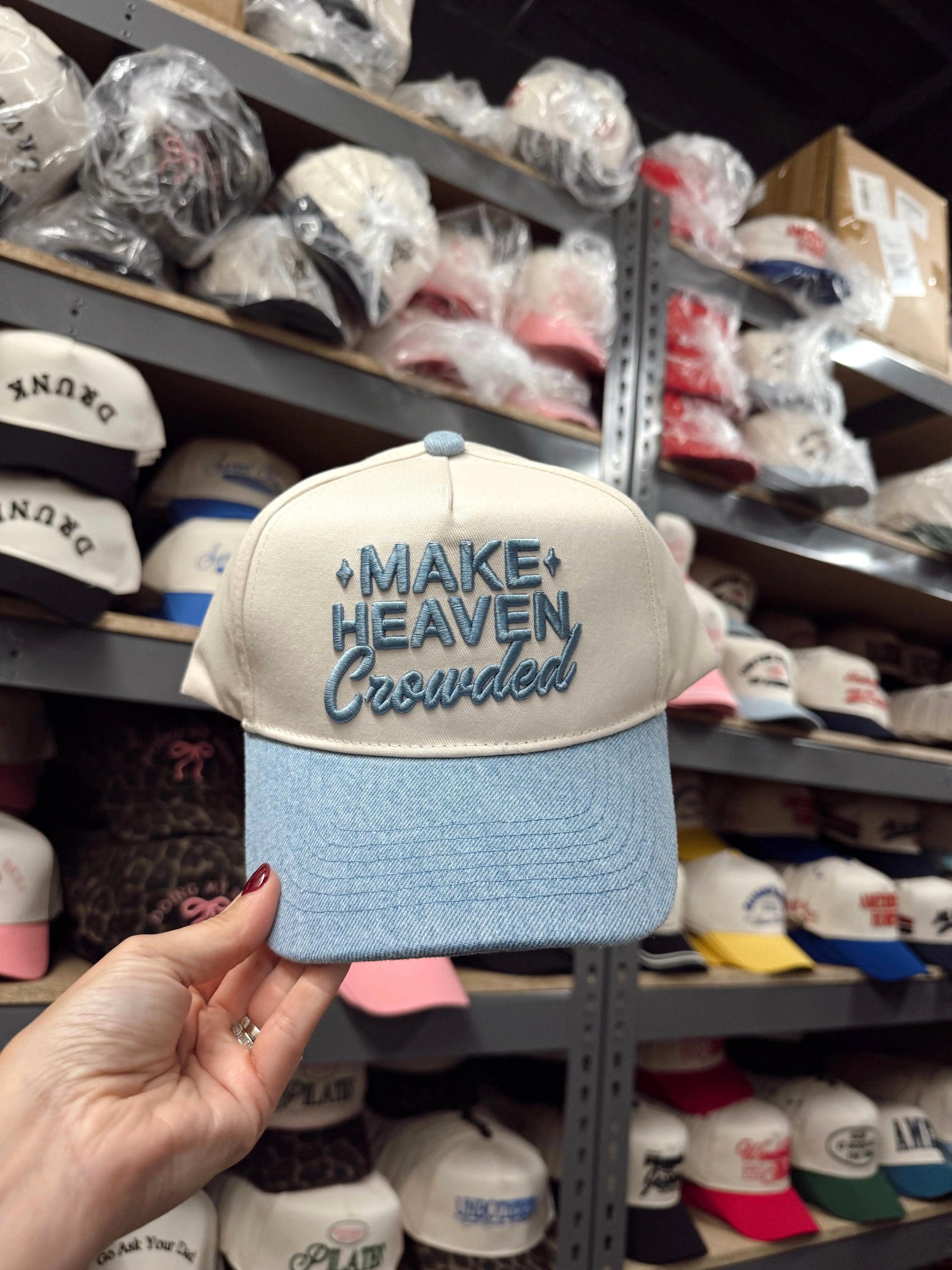 Make Heaven Crowded - Vintage Trucker Hat by KenzKustomz, Southern lifestyle apparel detail photo 5