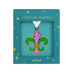 Mardi Gras Fleur de Lis Enamel Ornament by Nola Tawk, Southern home decor detail photo 2