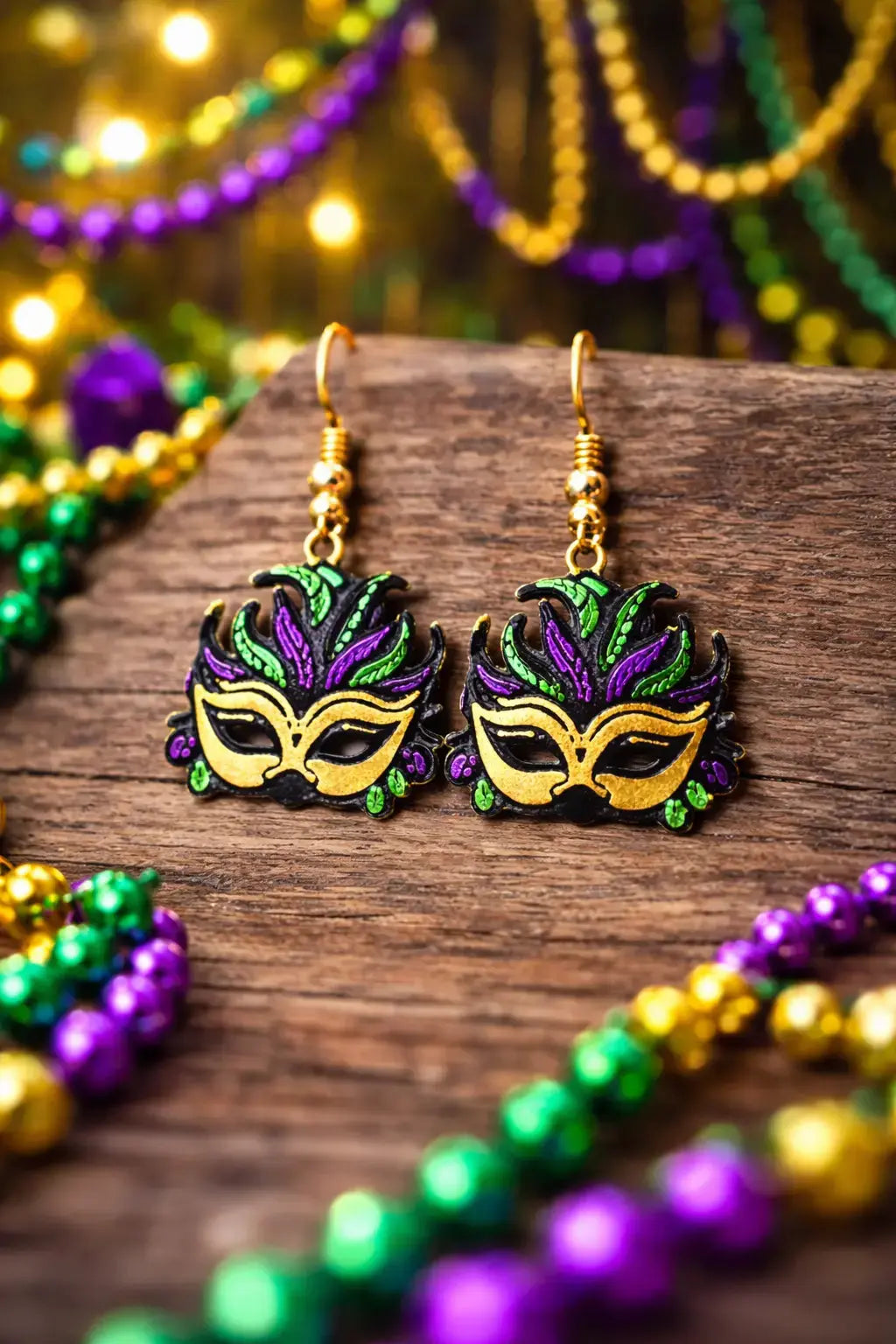 Mardi Gras Mask Earrings by The Tween Space, handmade jewelry main product photo