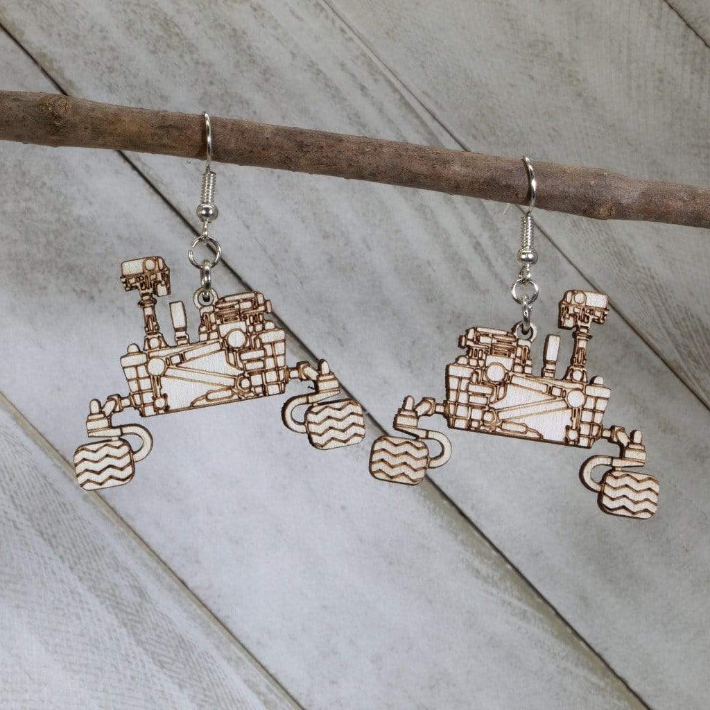 Mars Perseverance Rover Wooden Earrings | NASA Space Jewelry by Cate's Concepts, LLC