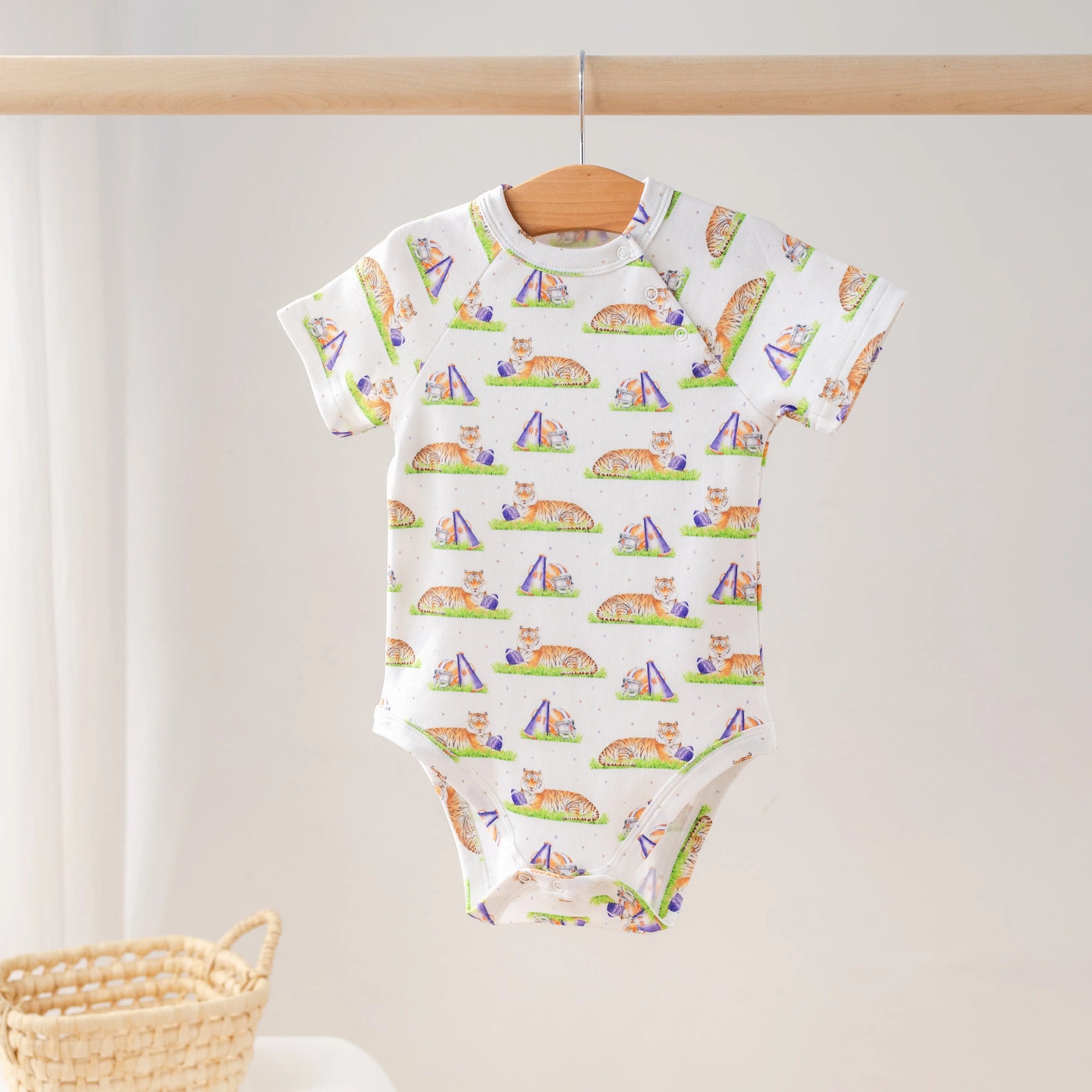Mascot Mania in Auburn Organic Cotton Onesie by Nola Tawk, Southern lifestyle apparel main product photo