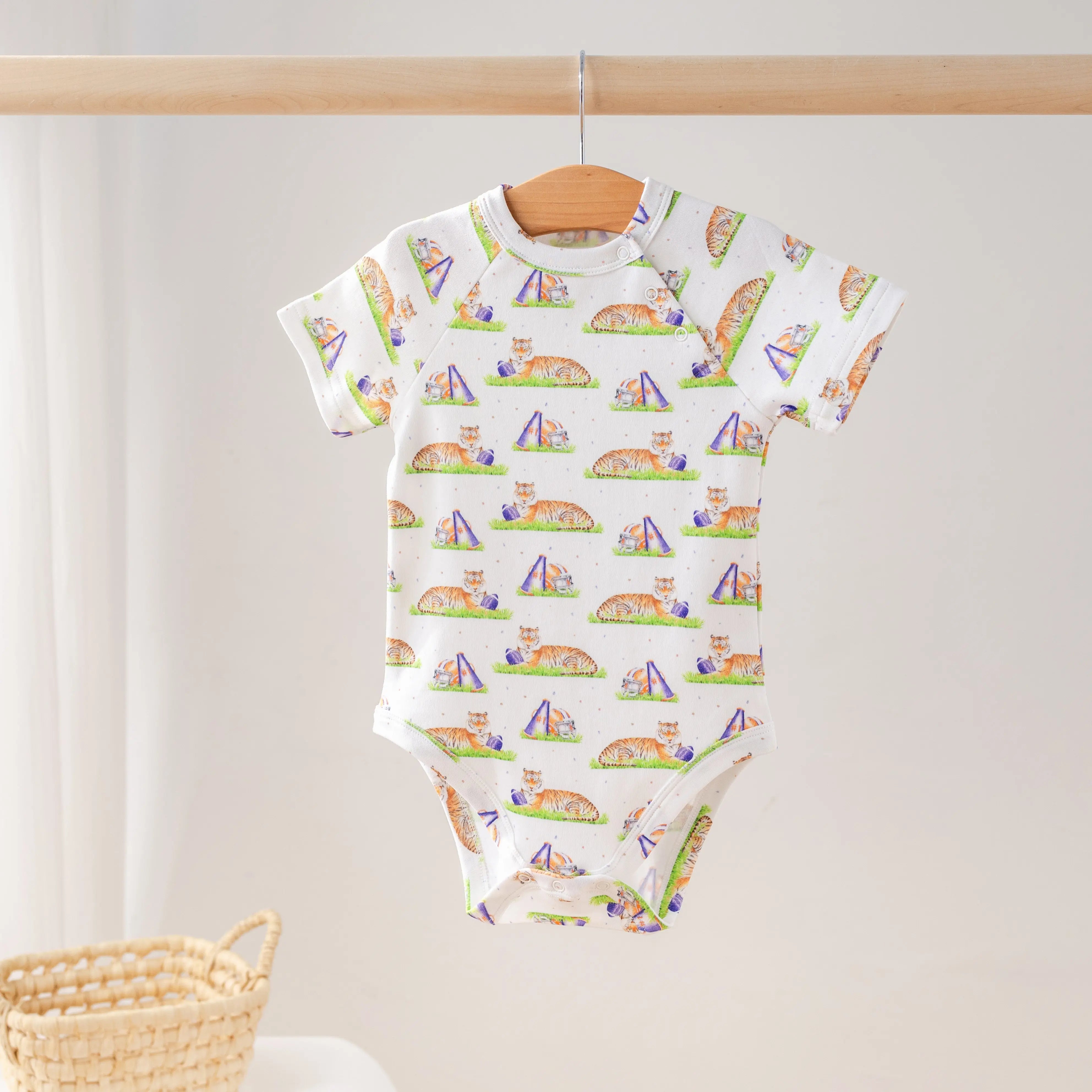 Mascot Mania in Auburn Organic Cotton Onesie by Nola Tawk, Southern lifestyle apparel main product photo
