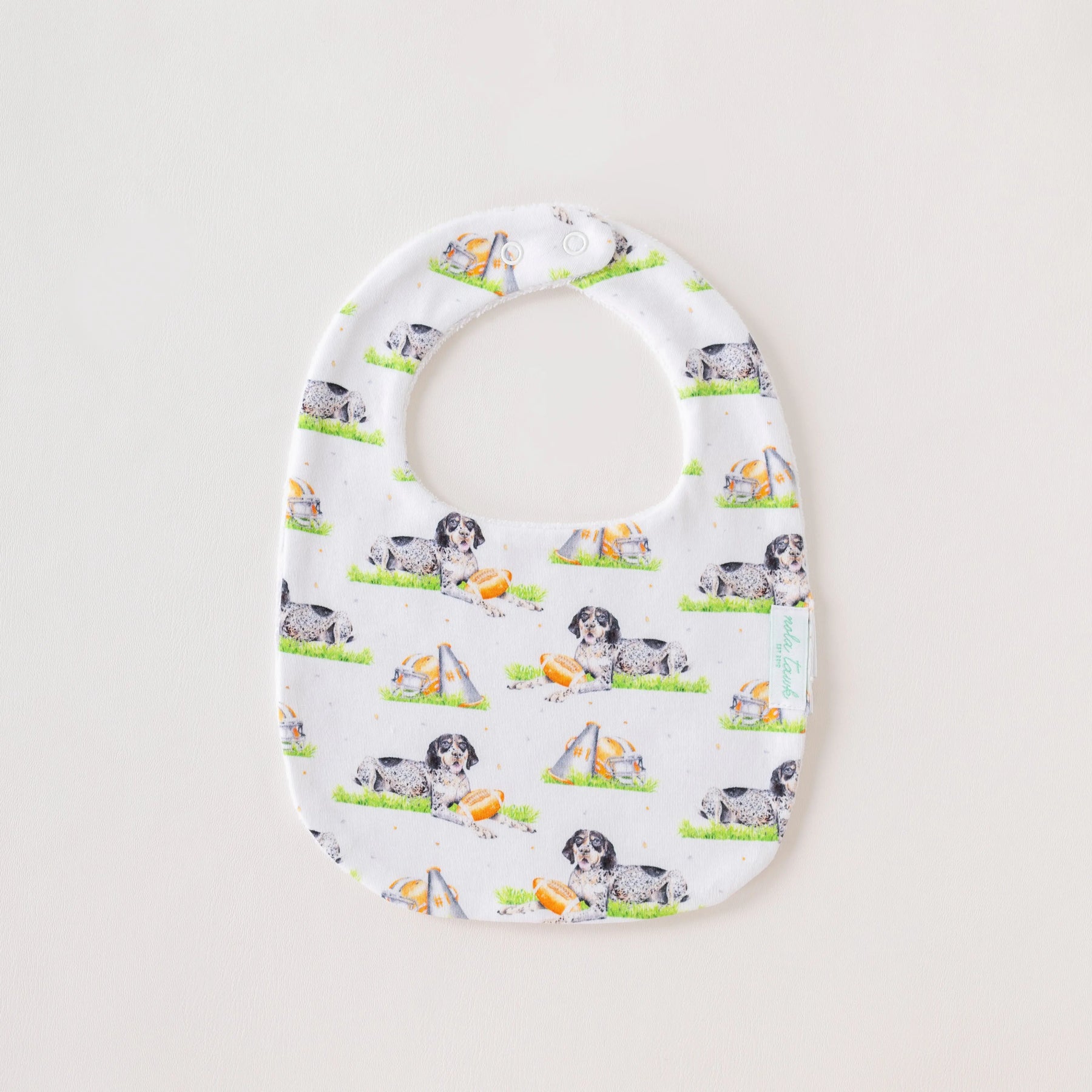 Mascot Mania in Tennessee Organic Cotton Baby Bib by Nola Tawk, children's boutique clothing main product photo