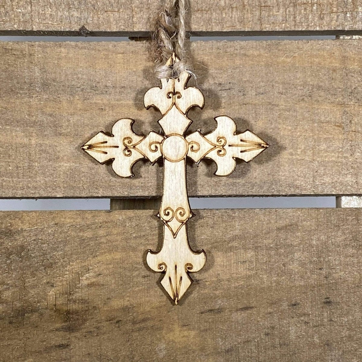 Medieval Cross Wooden Christmas Ornament | Christian Holiday Decor by Cate's Concepts, LLC, Southern home decor main product photo