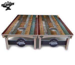 Metallic Wood Planks Cornhole Boards - Pro Solution Elite Series by Cornhole Solutions, custom cornhole board detail photo 3
