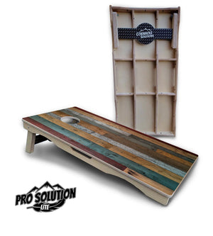Metallic Wood Planks Cornhole Boards - Pro Solution Lite Series by Cornhole Solutions, custom cornhole board main product photo