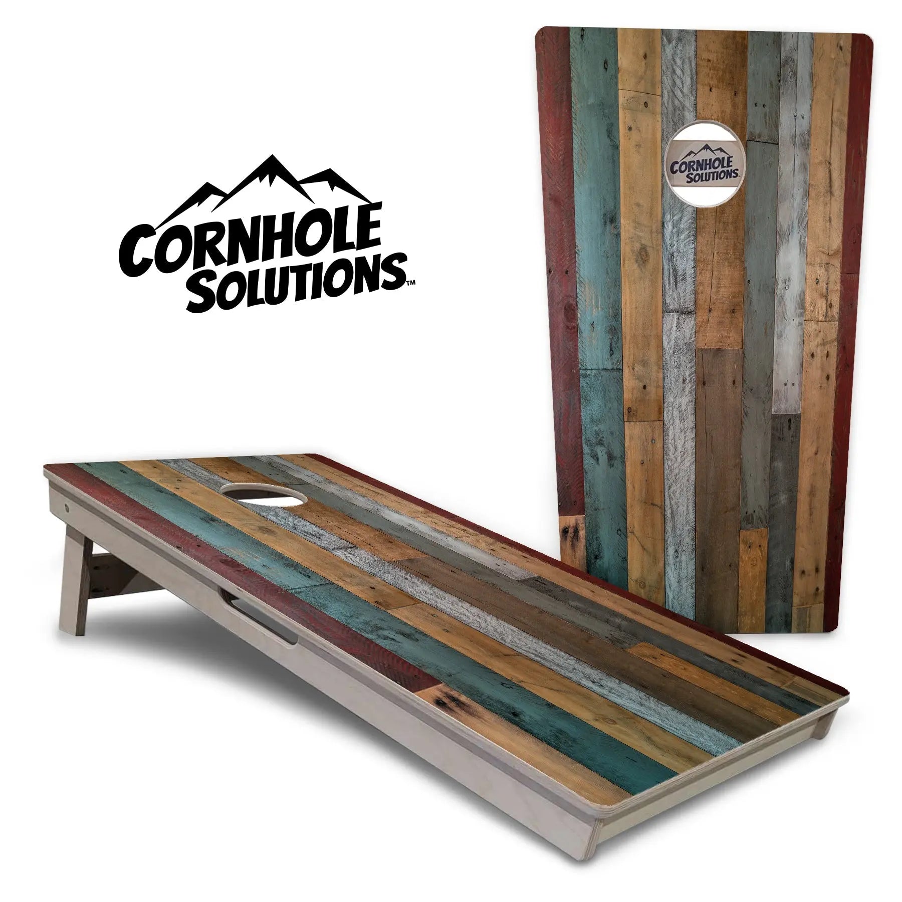 Metallic Wood Planks Cornhole Boards - Professional Tournament Series by Cornhole Solutions, custom cornhole board main product photo