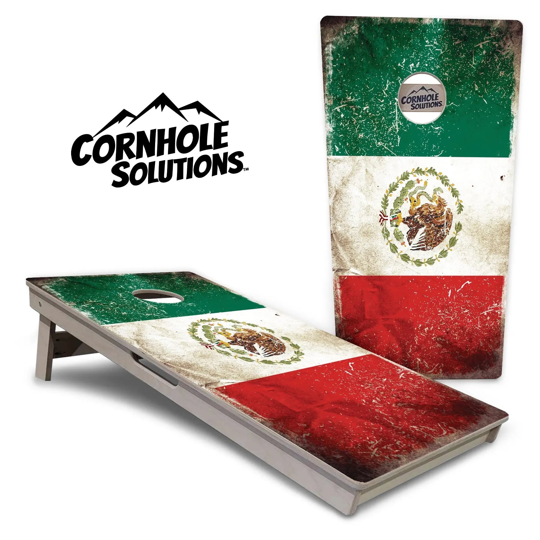 Mexico Flag Cornhole Boards - Professional Tournament Series by Cornhole Solutions, custom cornhole board main product photo